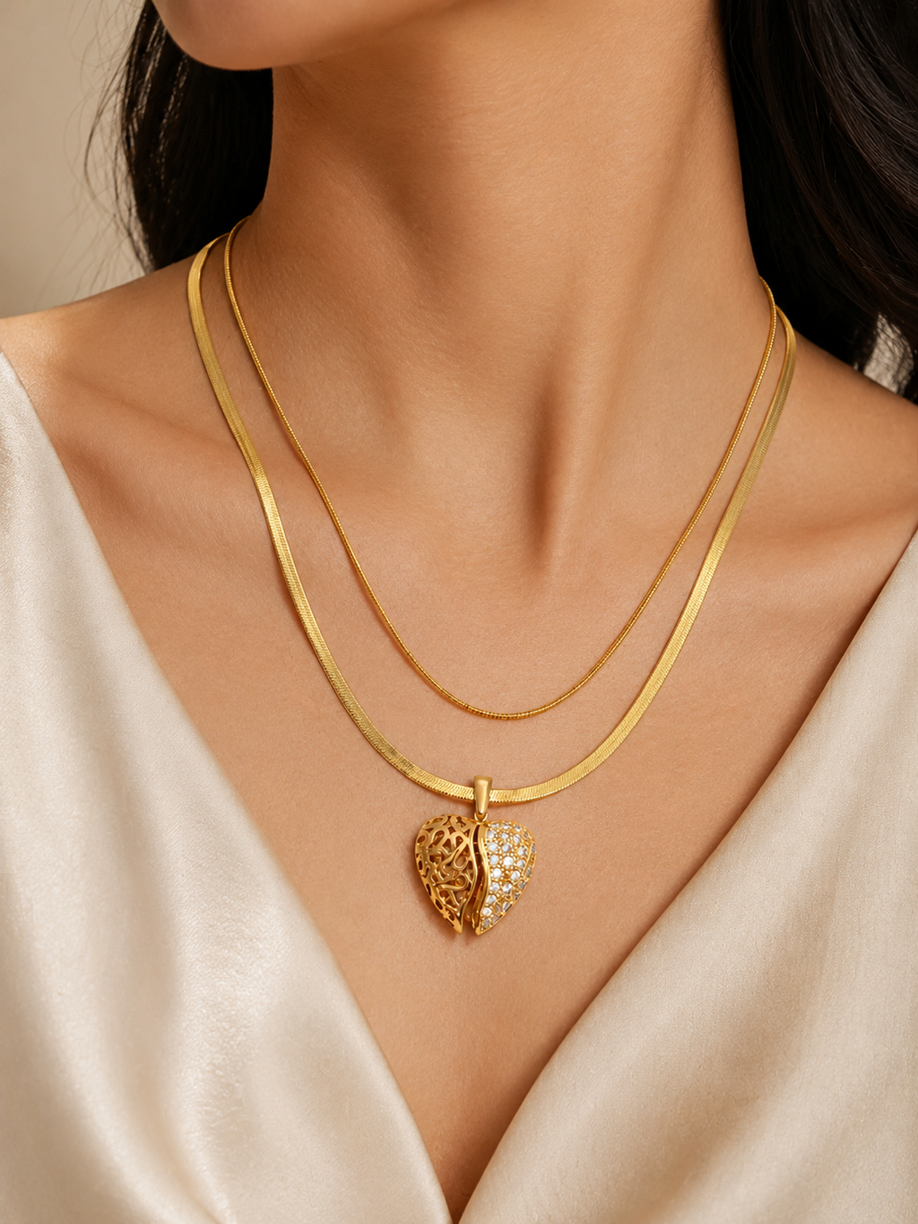 L'Amouré Multilayer Pendant - 18KT Gold Plated