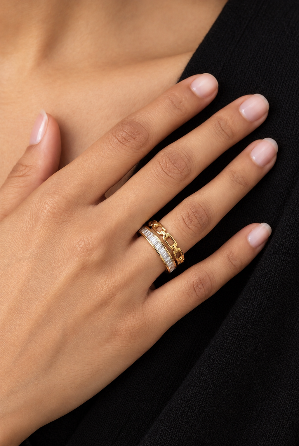 Linked to You Zirconia Ring -18KT Gold Plated