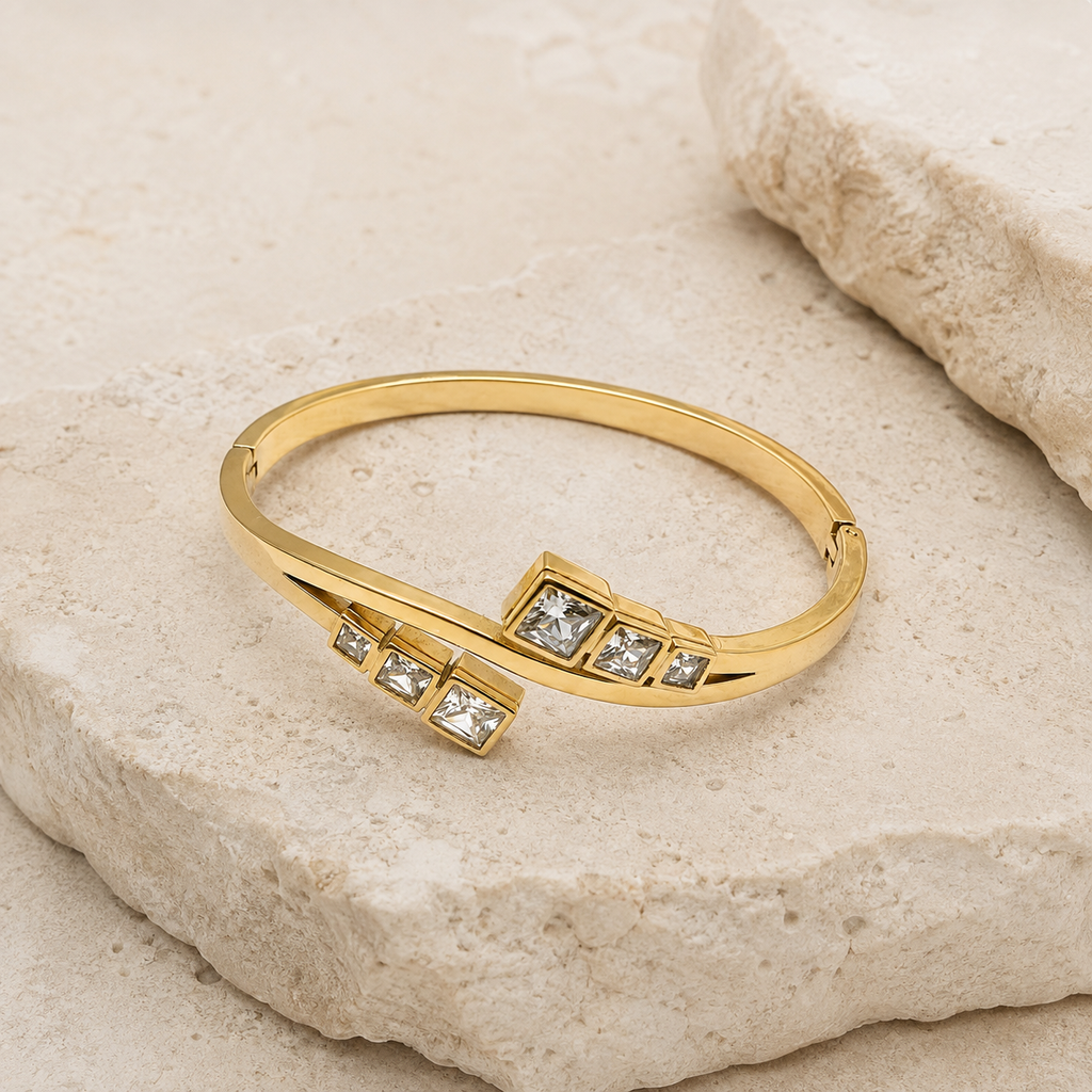 Elara Cuff Bracelet - 18KT Gold Plated