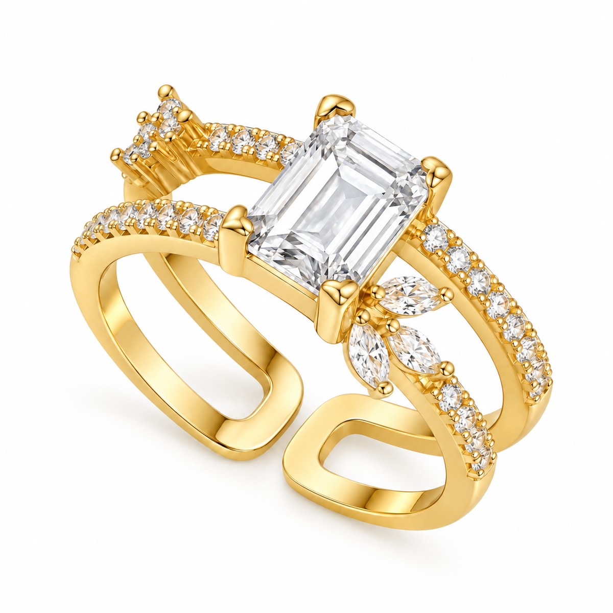 Amara Zirconia Ring -18KT Gold Plated