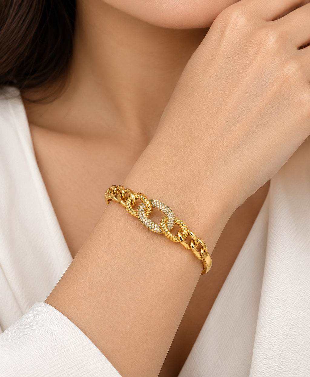 Aurelia Link Cuff Bracelet -18KT Gold Plated