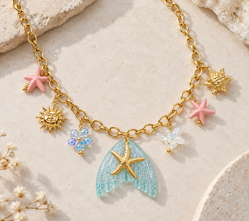 Mermaid Charm Necklace -18KT Gold Plated