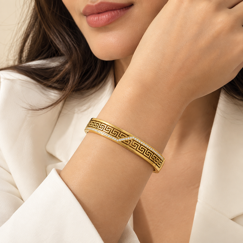 Grecian Edge Baby Cuff Bracelet -18KT Gold Plated