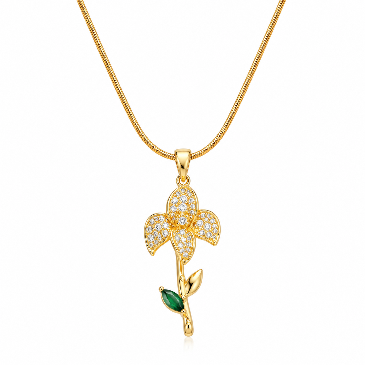 Flower Drop Pendant -18KT Gold Plated