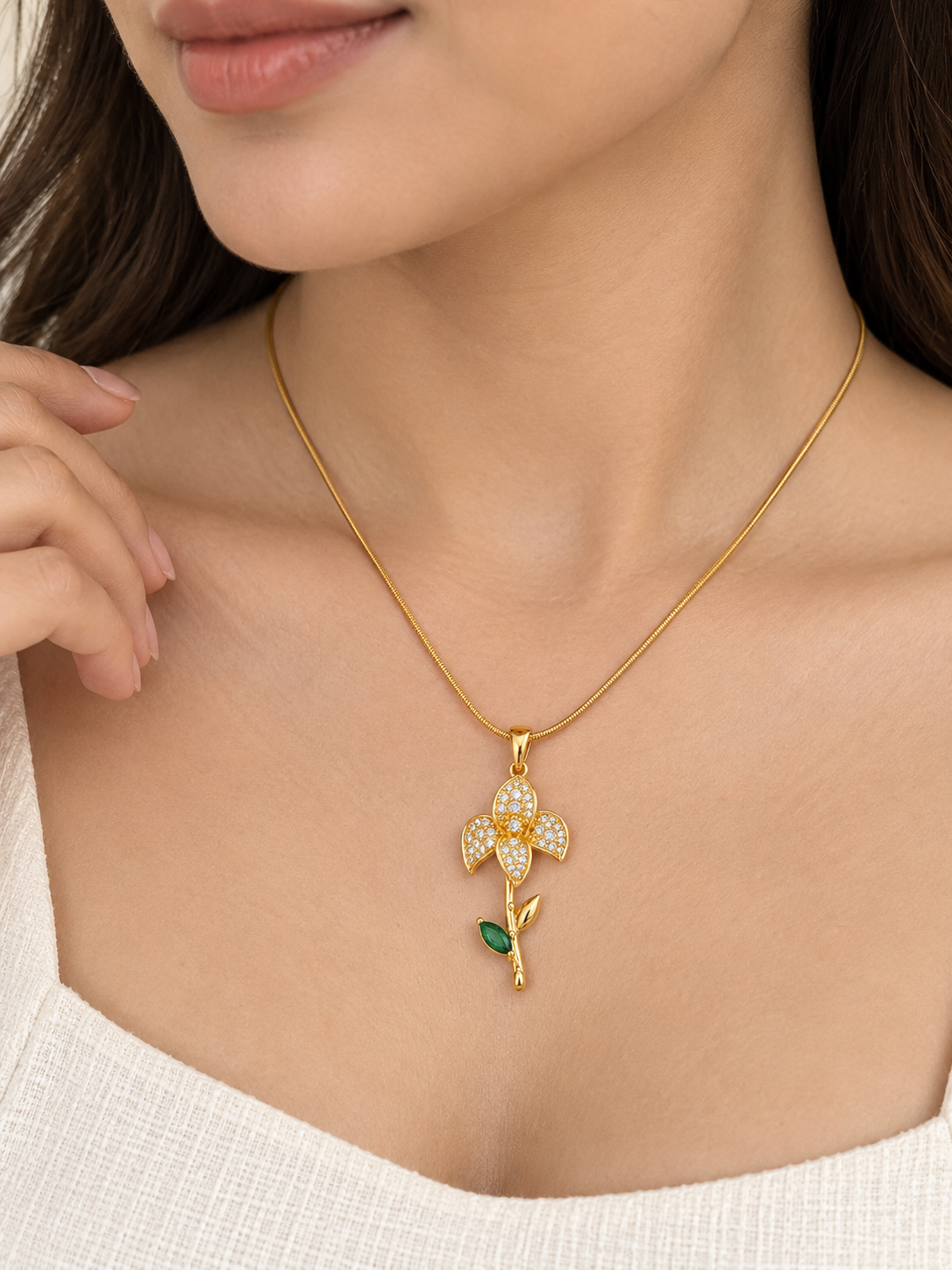 Flower Drop Pendant -18KT Gold Plated