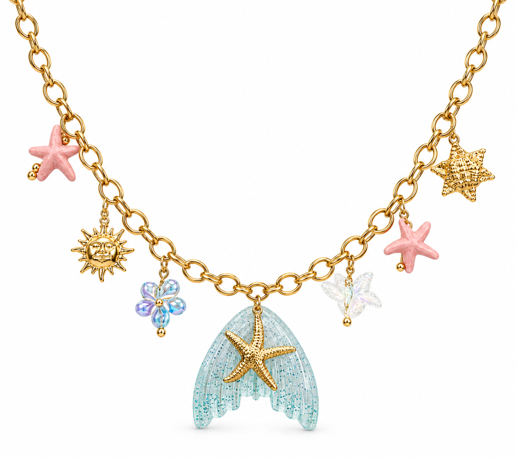 Mermaid Charm Necklace -18KT Gold Plated