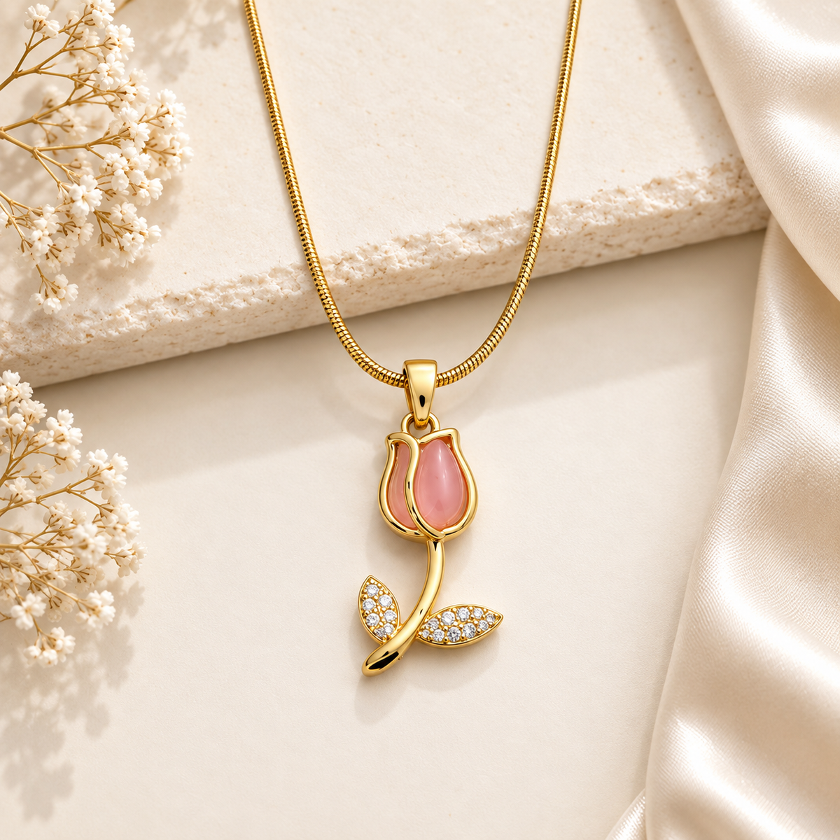 Tulip Rose Pendant -18KT Gold Plated