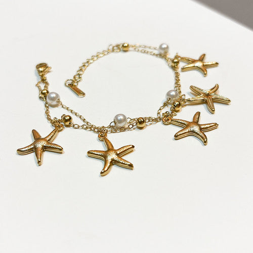Starfish Multilayer Charms Bracelet - Demifine 18kt Gold Plated