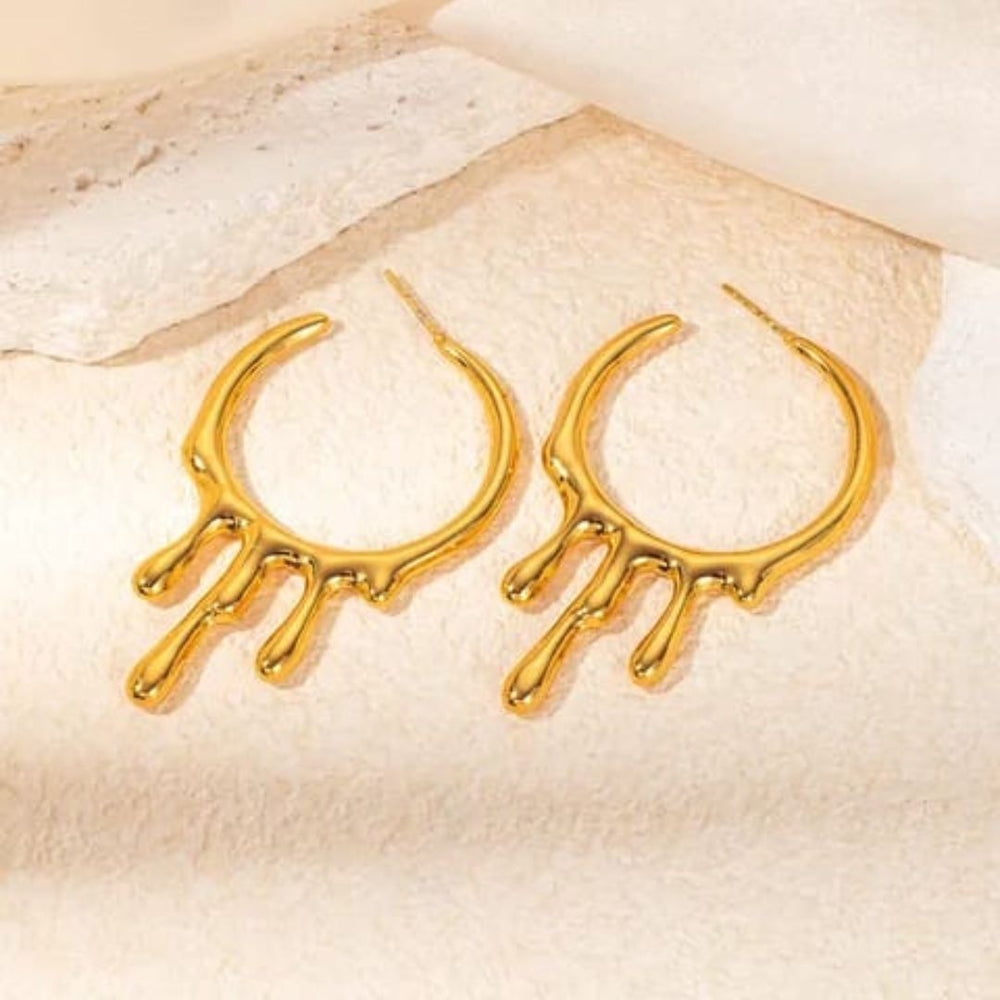 Melting Hoop Statement Earring - Demifine 18KT Gold Plated