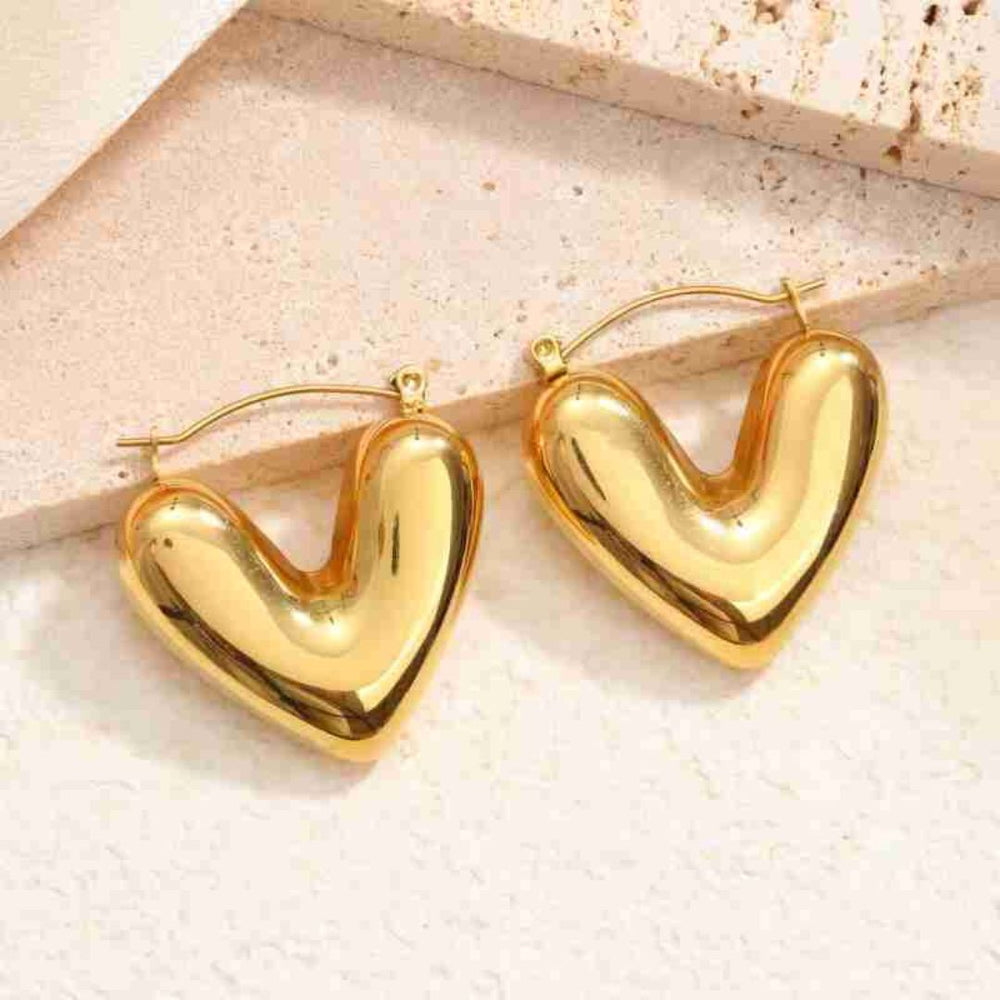 Chunky Heart Hoop Earring - Demifine 18KT Gold Plated
