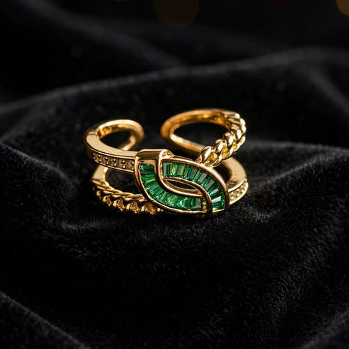 Alicia Emerald CZ Ring - 18KT Gold Plated