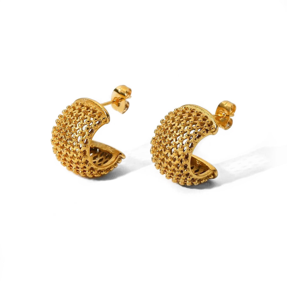 Hammered Gold Plated Antitarnish Hoop Earring