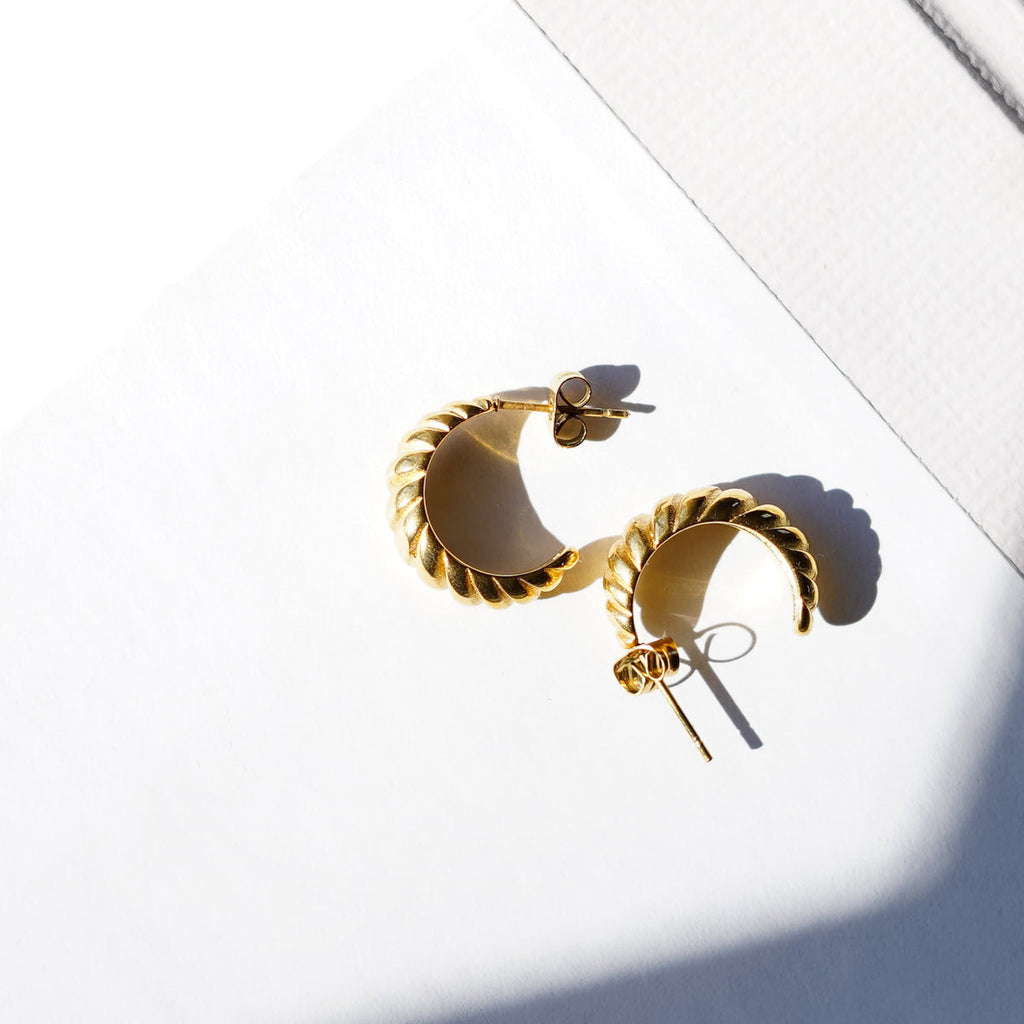 Mini Croissant Hoop Earrings - 18KT Gold Plated