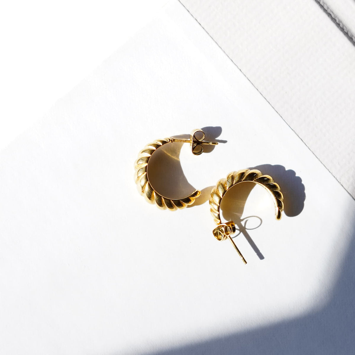 Mini Croissant Hoop Earrings - 18KT Gold Plated