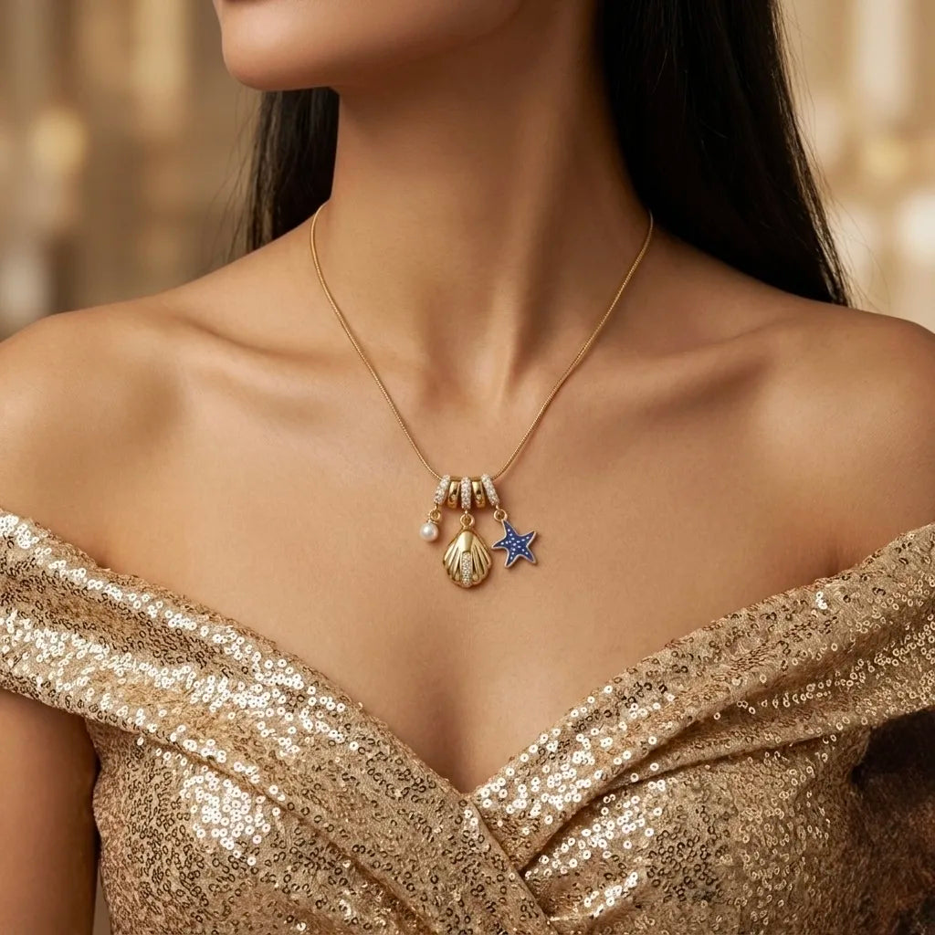 Beach Day Charms Pendant -18KT Gold Plated