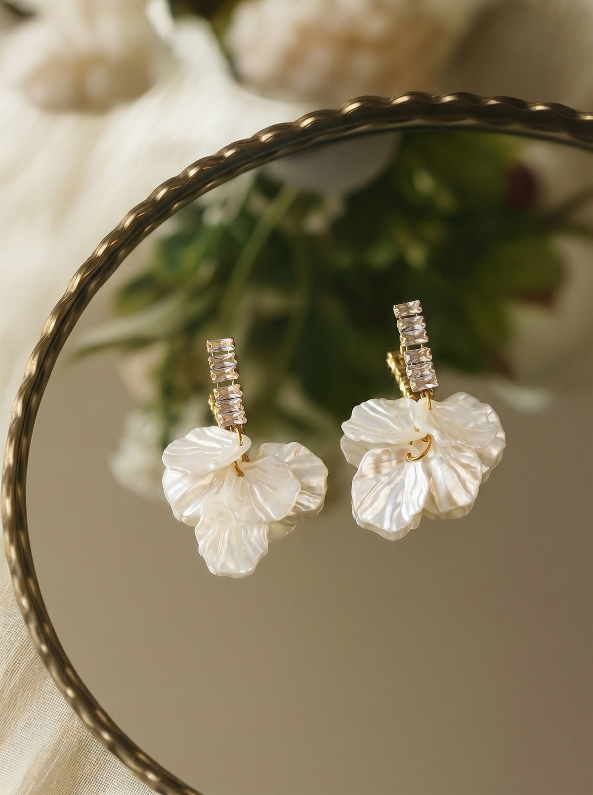 Tennis Drop Earrings- 18KT Gold Plated