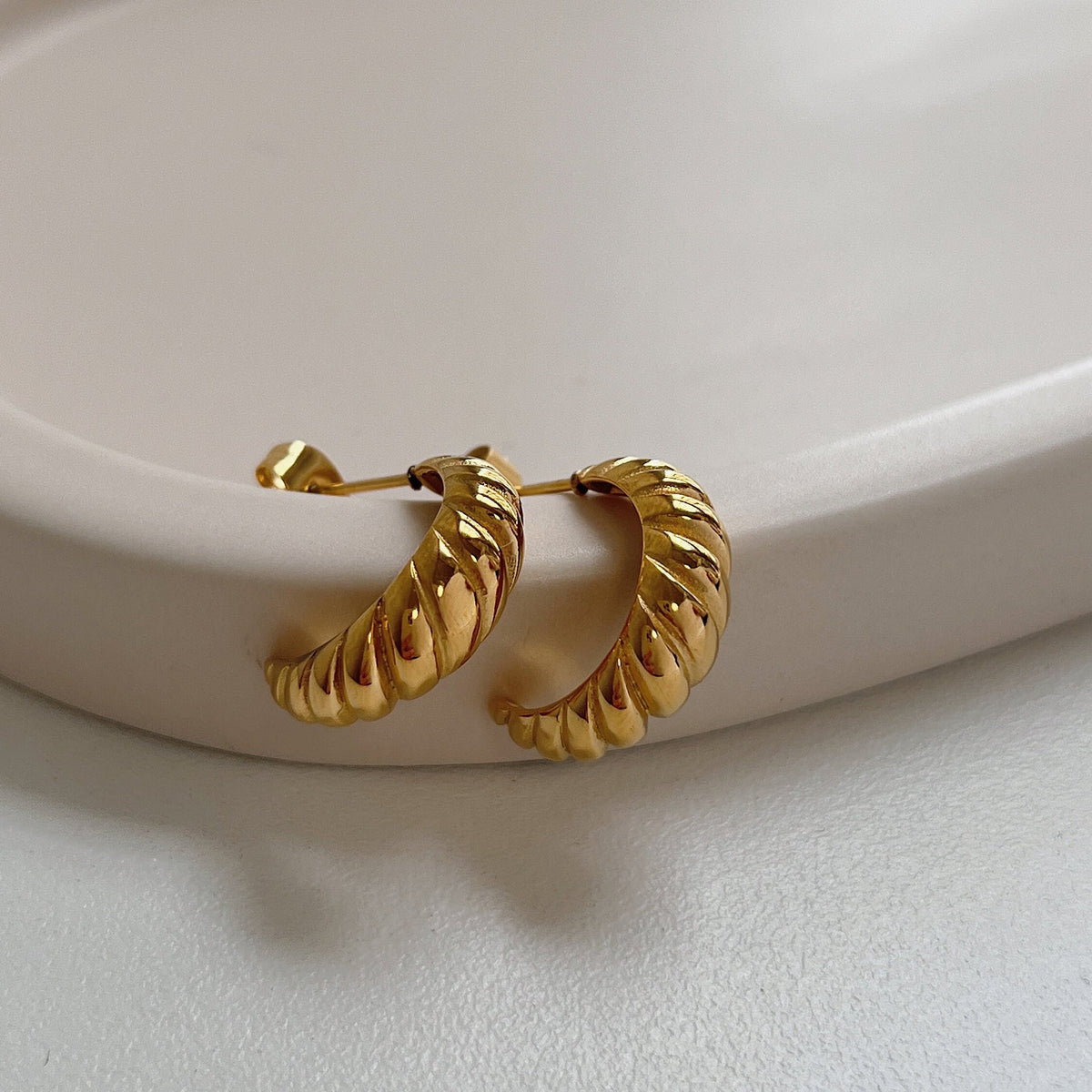 Mini Croissant Hoop Earrings - 18KT Gold Plated