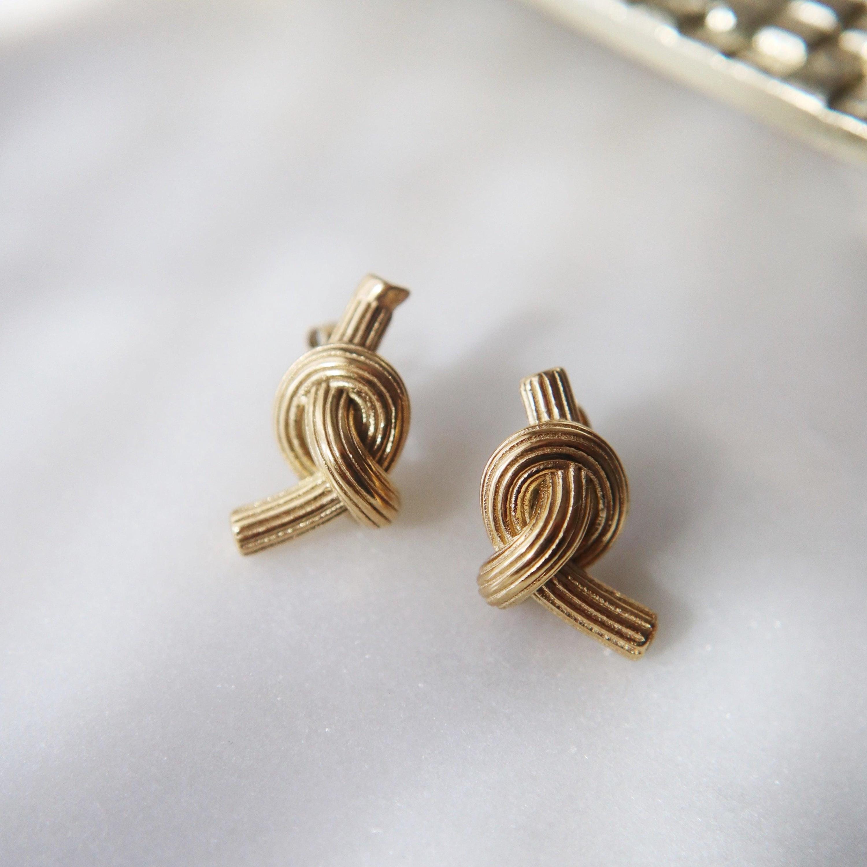 Twisted Knot Stud Earrings - 18KT Gold Plated