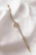 Cubic Zirconia Studded Ray of Heart Tennis Bracelet - Demifine 18KT Gold Plated