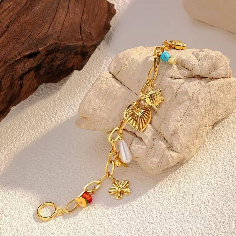 Queen of Hearts Charms Bracelet -18KT Gold Plated
