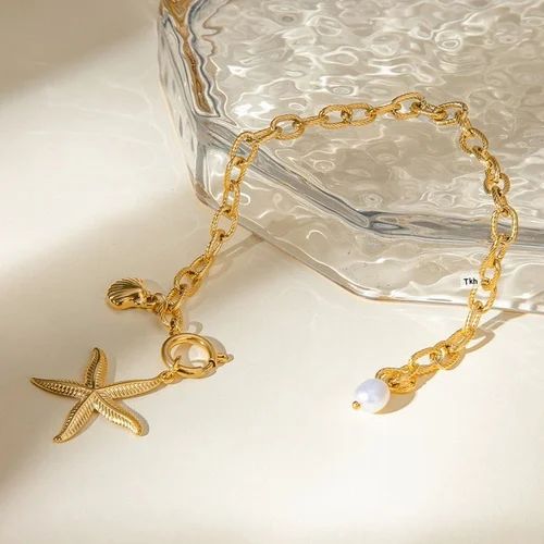 Mother of Pearl Starfish Bracelet - Demifine 18KT Gold Plated