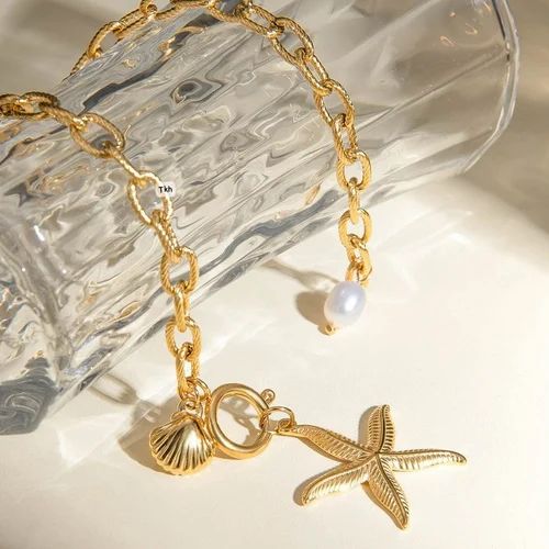 Mother of Pearl Starfish Bracelet - Demifine 18KT Gold Plated