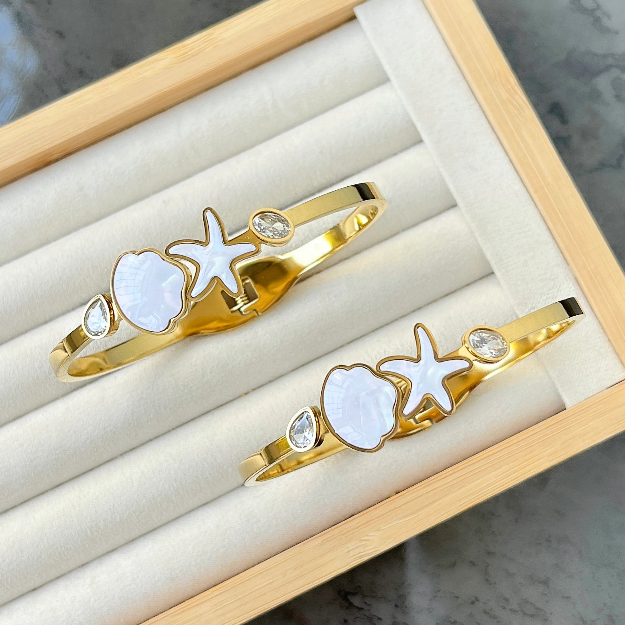 Aquatic Muse Cuff Bracelet - Demifine 18KT Gold Plated