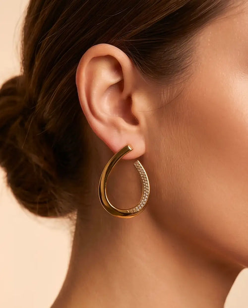 Aurelia Zirconia Stud Earrings -18KT Gold Plated