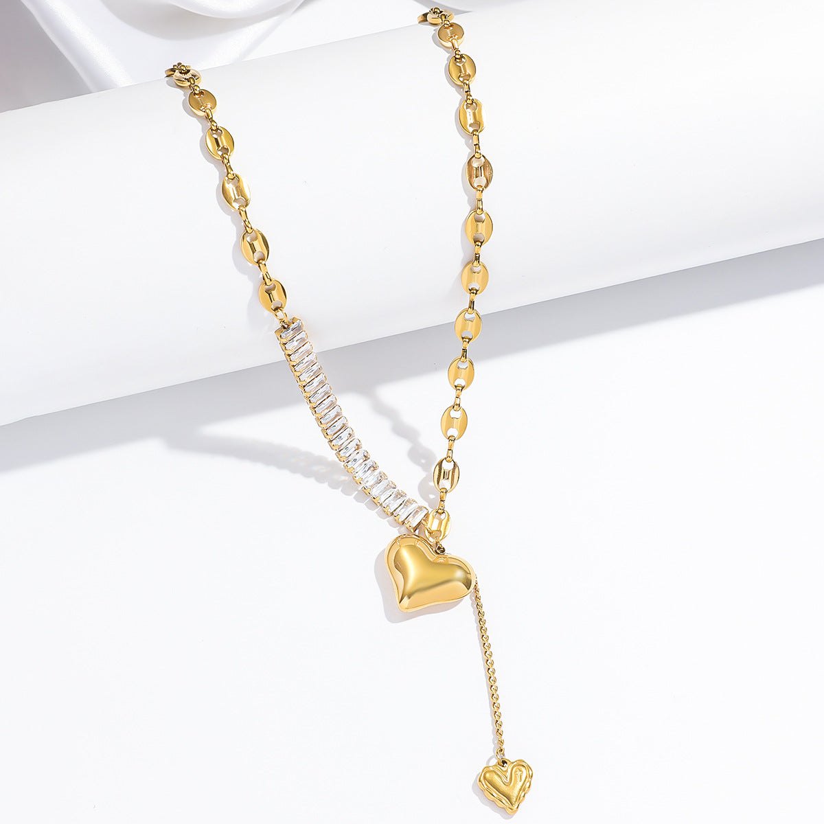 I heart Tennis Dazzling love Pendant Chain - Demifine 18KT Gold Plated
