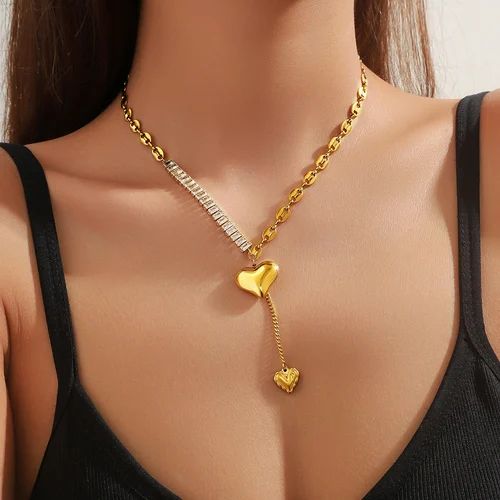 I heart Tennis Dazzling love Pendant Chain - Demifine 18KT Gold Plated