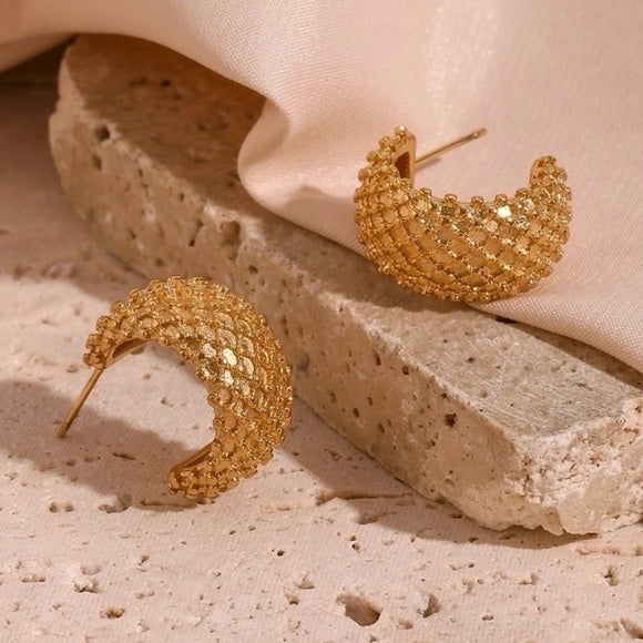 Hammered Gold Plated Antitarnish Hoop Earring