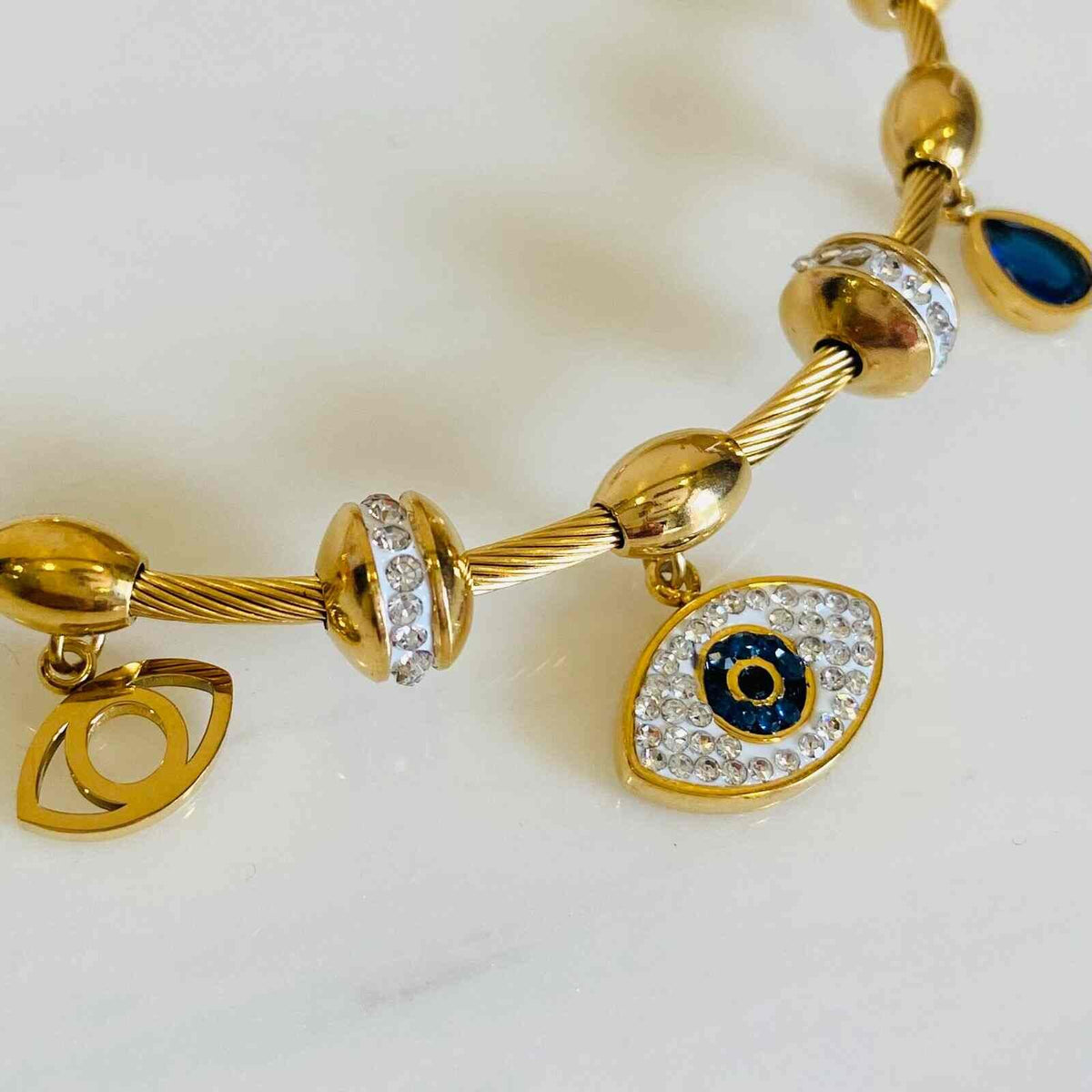 Evil Eye Cuff Bracelet- 18KT Gold Plated