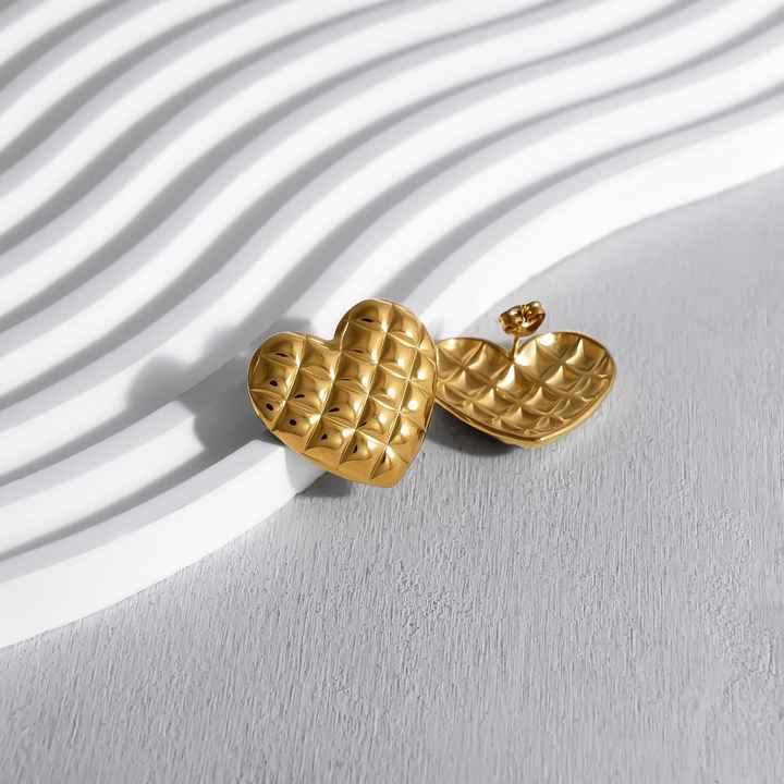 Pierce My Heart Stud Earrings - 18KT Gold Plated