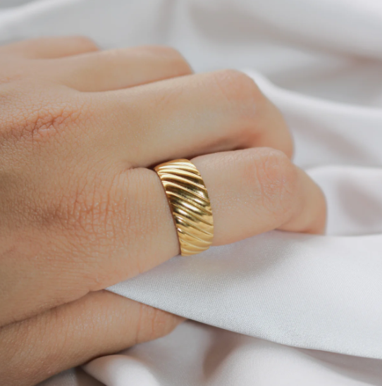 Aurelia Texture Band Ring - Demifine 18KT Gold Plated