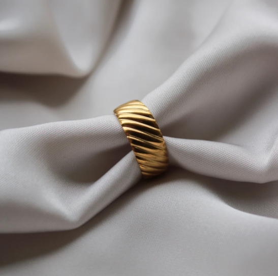 Aurelia Texture Band Ring - Demifine 18KT Gold Plated