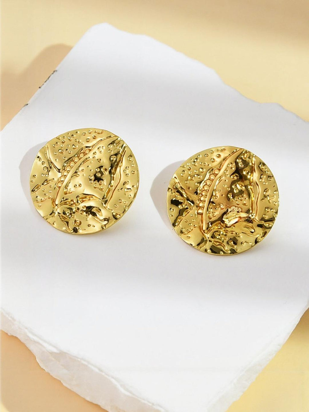 Romanian coin Stud Earrings - 18KT Gold Plated
