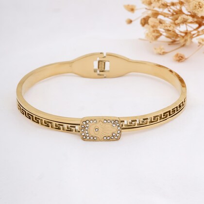 Guardian Aura Hamsa Cuff Bracelet - Demifine 18KT Gold Plated