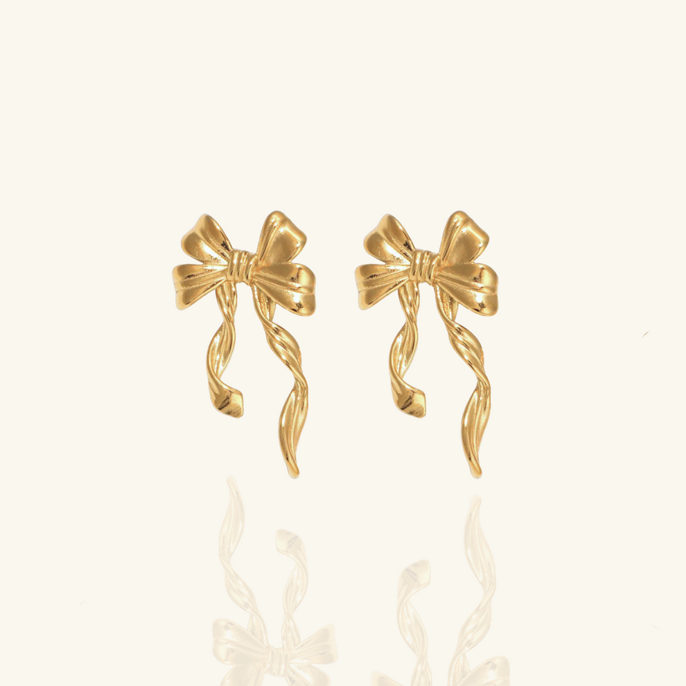 Big Pookie Bow Statement Earrings - Demifine 18KT Gold Plated