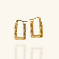 bamboo rectangular hoop Earring - Demifine 18KT Gold Plated