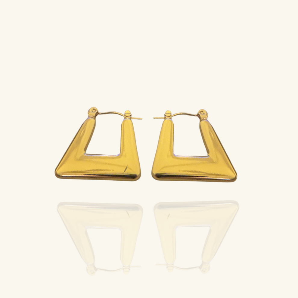 Emma Square Hoop Earring - Demifine 18KT Gold Plated