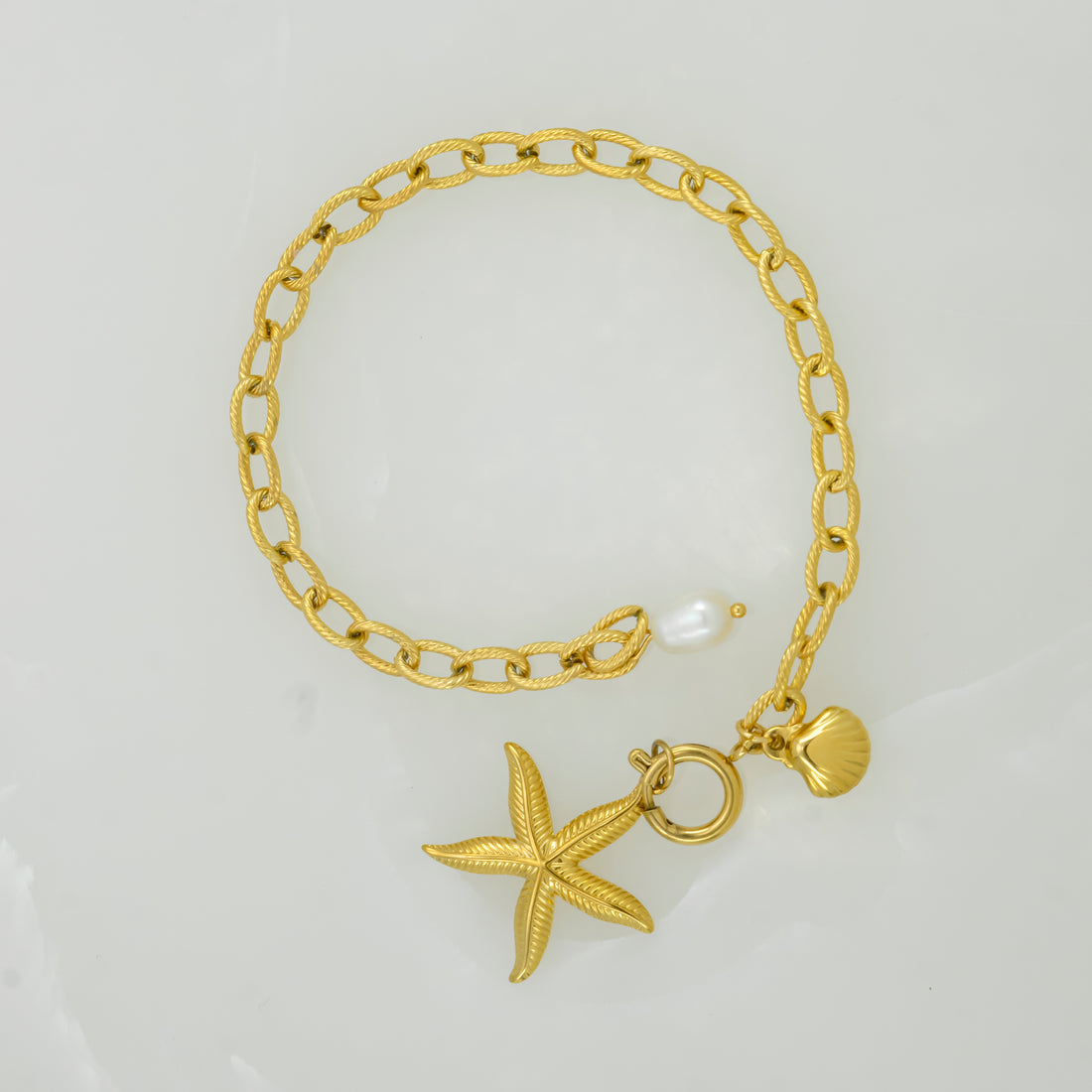 Mother of Pearl Starfish Bracelet - Demifine 18KT Gold Plated