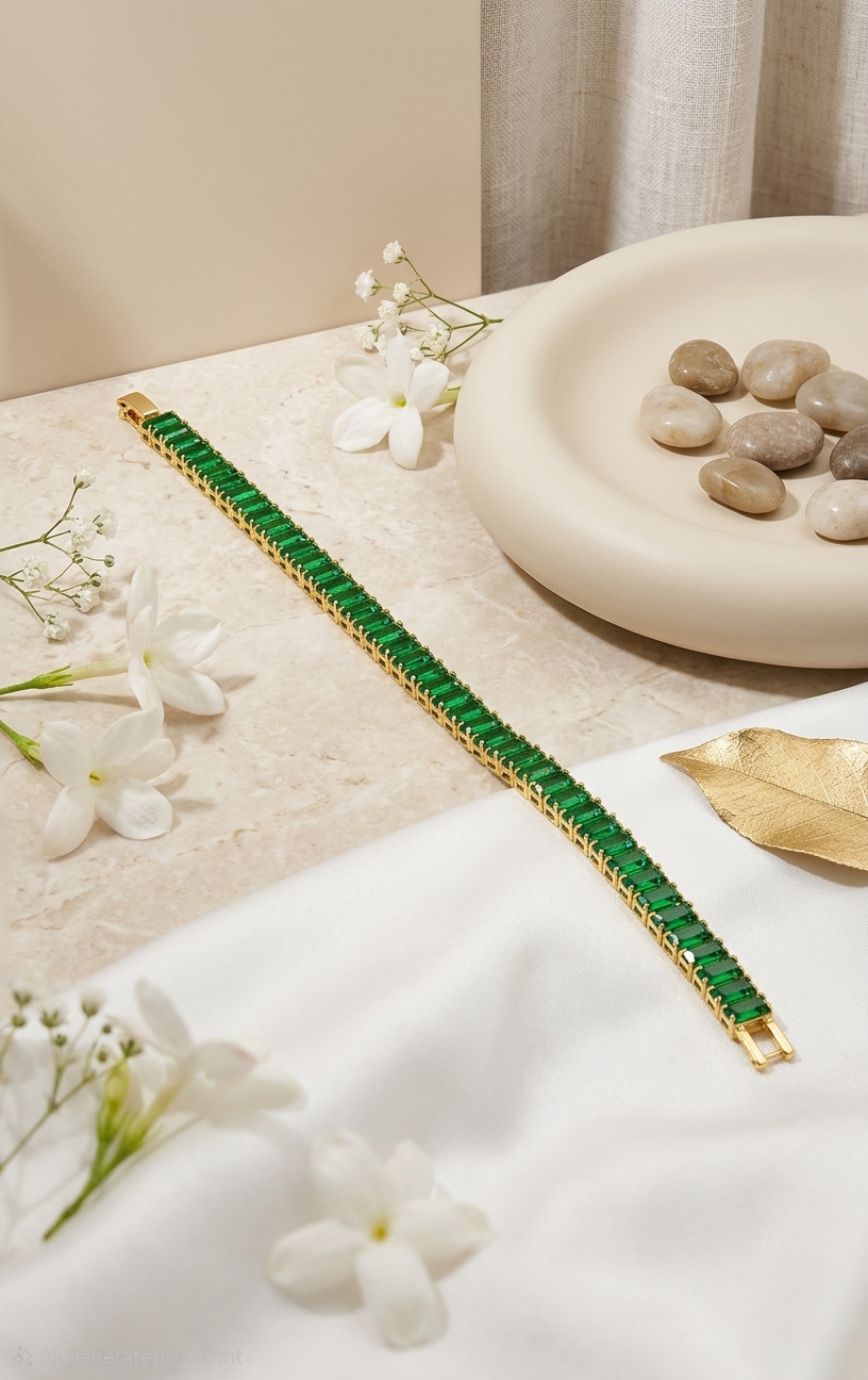 Emerald Dream Tennis bracelet - 18KT Gold Plated