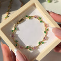 Rose Quartz Tulip Bracelet -18KT Gold Plated