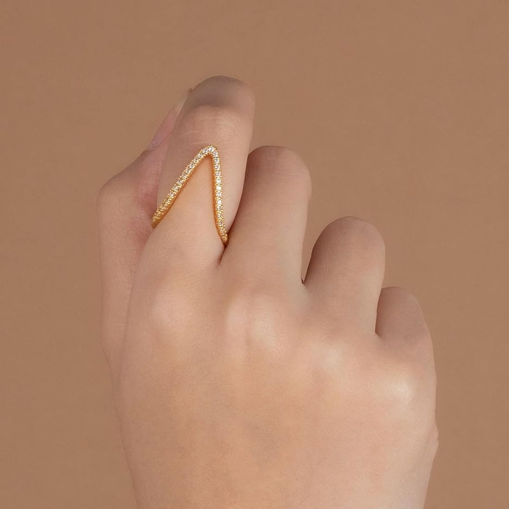 Vanki Cubic Zirconia Studded Ring - 18KT Gold Plated