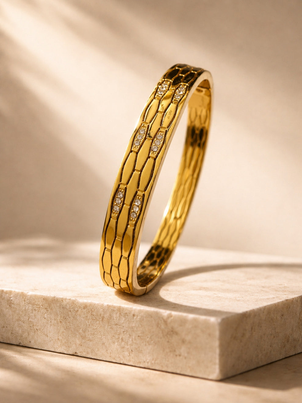 Ripple Wave Cuff Bracelet – 18KT Gold Plated
