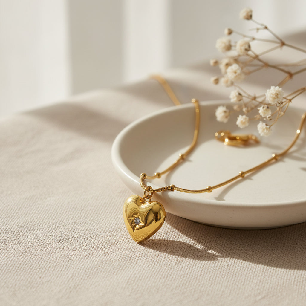 Heart of Diamond Pendant -18KT Gold Plated
