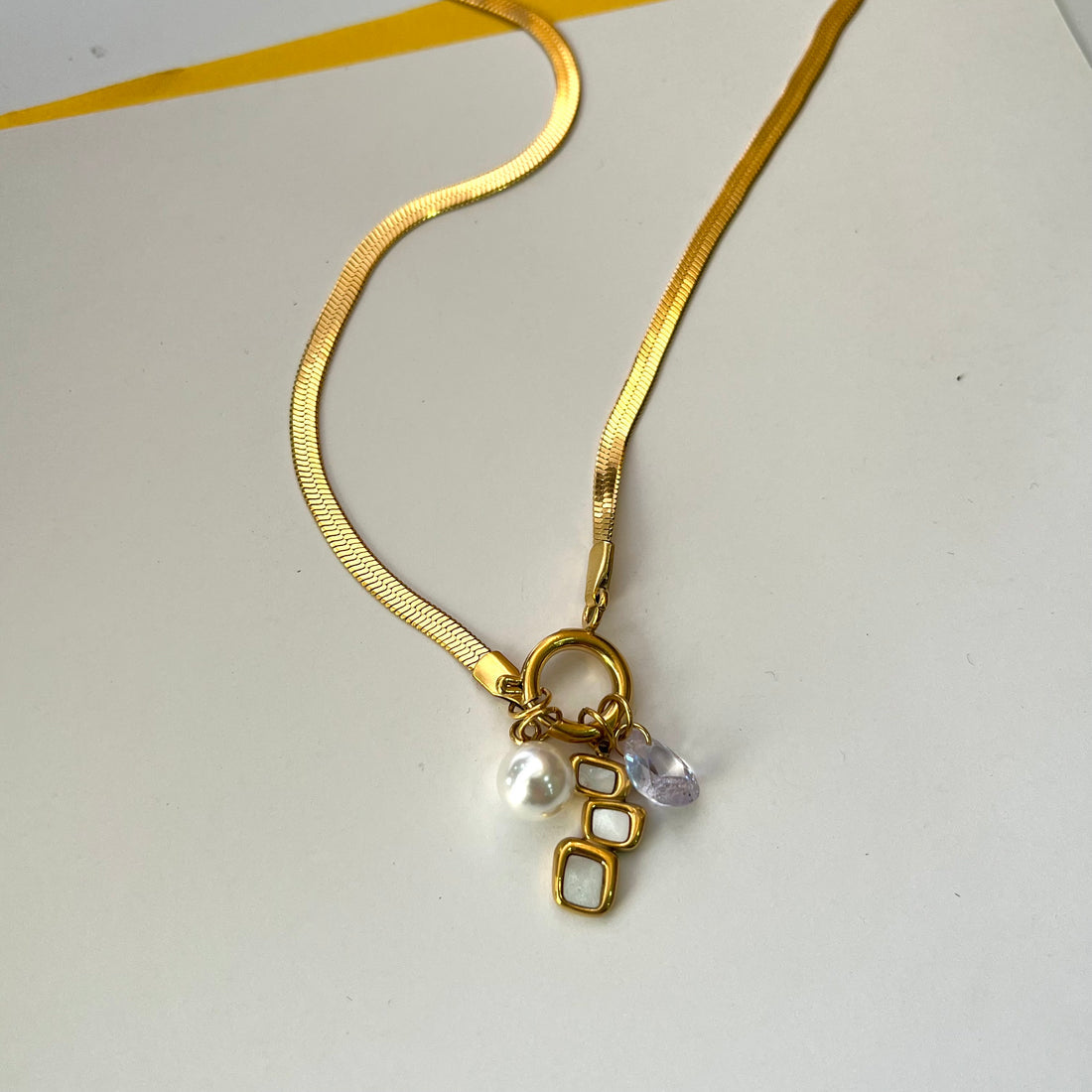 The Mosaic Drop Pendant - 18KT Gold Plated