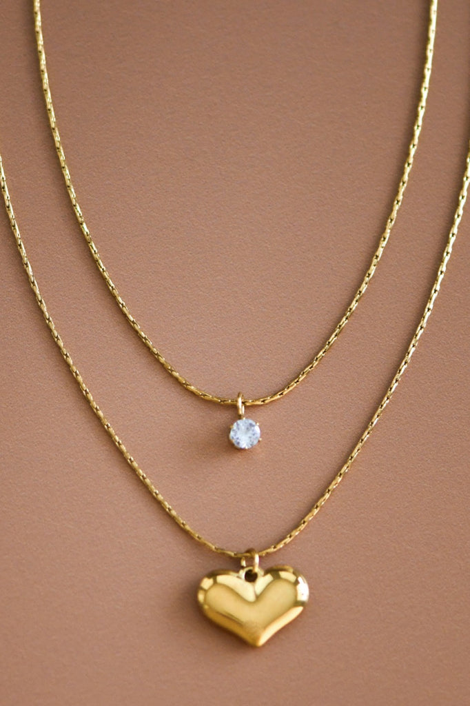 Delicate Heart Multilayer Pendant -18KT Gold Plated