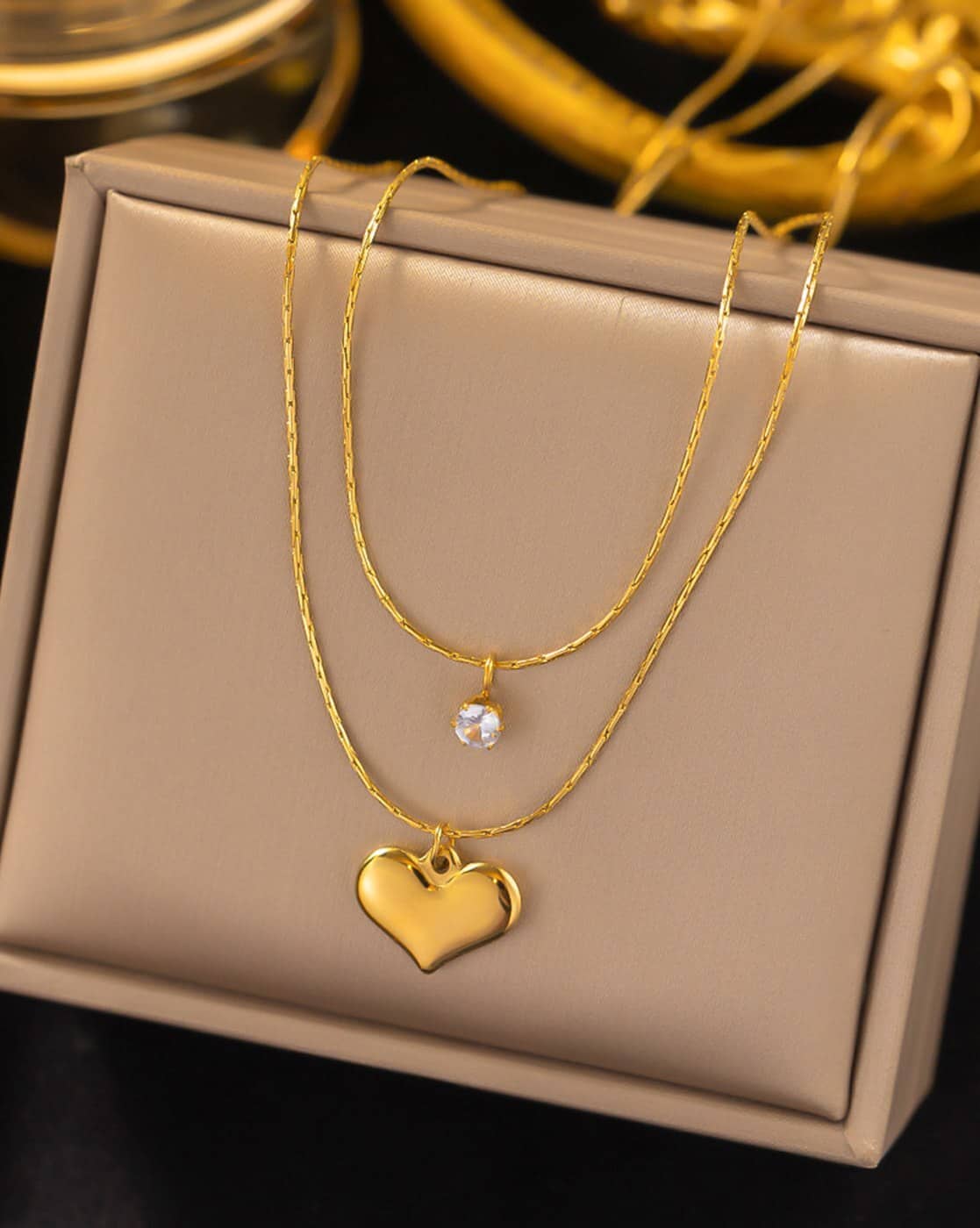 Delicate Heart Multilayer Pendant -18KT Gold Plated