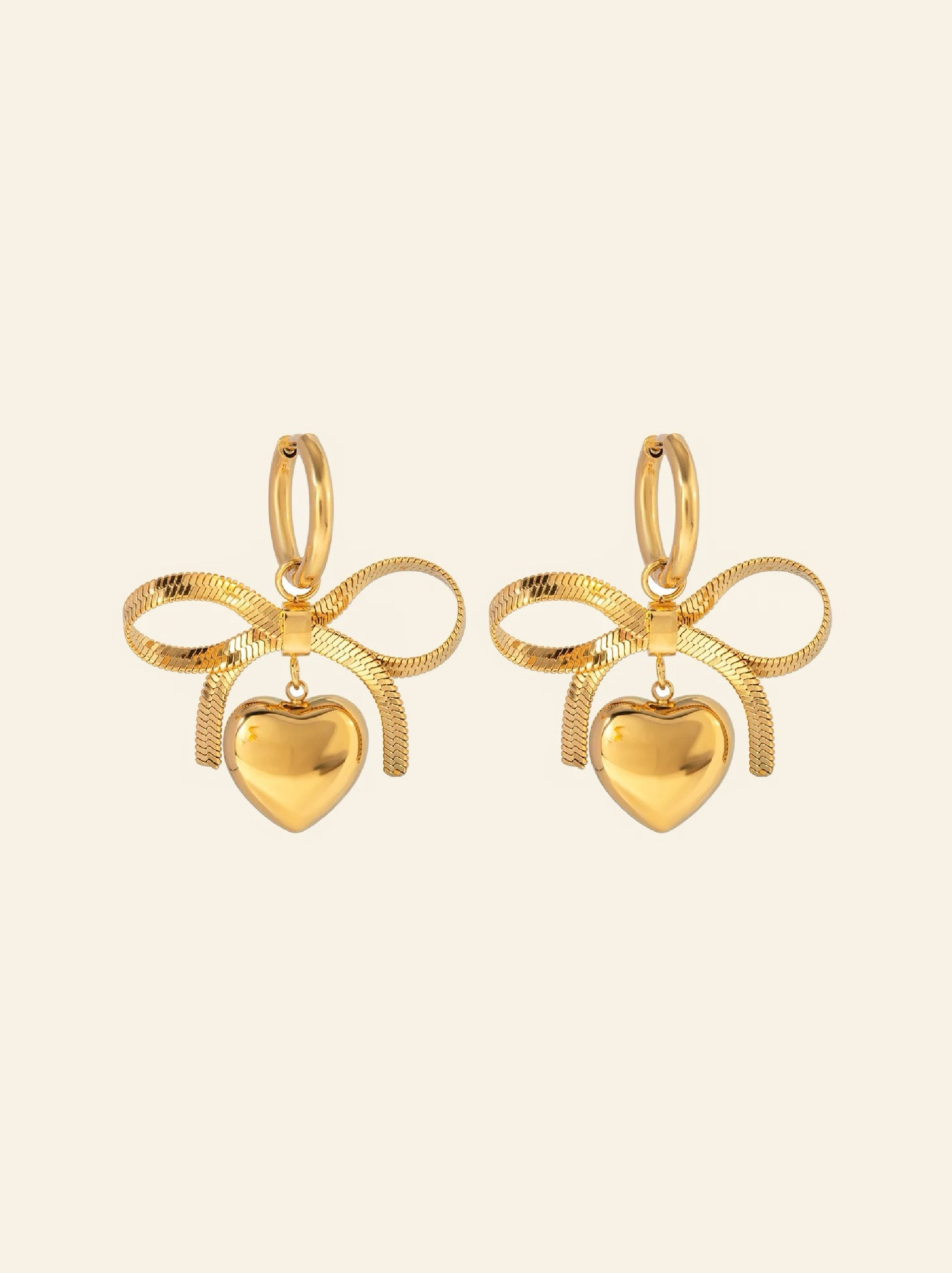 Bow Heart hoops Earring - Demifine 18KT Gold Plated